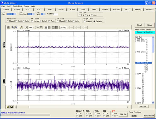 The waveform of vibration is displayed