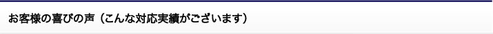 お客様の喜びの声 （こんな対応実績がございます）